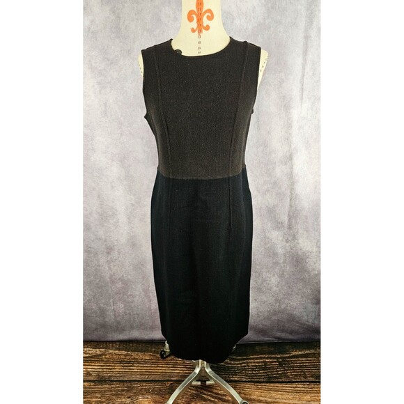 St. John Hand Sewn Suit Black Brown Boucle Knit Zip Jacket 8 Pencil Dress 6 EUC! - Picture 3 of 12
